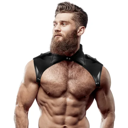 FETISH SUBMISSIVE ATTITUDE - HARNAIS DE COU RÉGLABLE EN ÉCO-CUIR POUR HOMMES BRIGADE