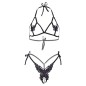 LEG AVENUE - ENSEMBLE DEUX PIÈCES SOUTIEN-GORGE ET CULOTTE PAPILLONS PERLES TAILLE UNIQUE - BLANC