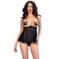 CHILIROSE - CR 4715 ENSEMBLE BABYDOLL QUATRE PIÈCES ROUGE XL