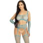 LEG AVENUE - BAS GANTS CROP TOP BLEU