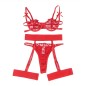 SUBBLIME - 954321 REGGISENO + PERIZOMA + CINTURA CON STAMPA A CUORE ROSSO S/M
