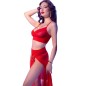 CHILIROSE - CR 4848 SET REGGISENO IN PIZZO ROSSO + PERIZOMA + CALZE T