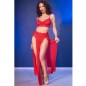 CHILIROSE - CR 4848 SET REGGISENO IN PIZZO ROSSO + PERIZOMA + CALZE T